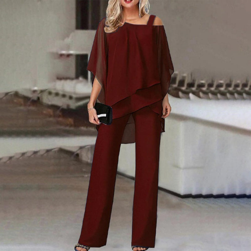 Ensemble Deux Pièces Mousseline Asymétrique