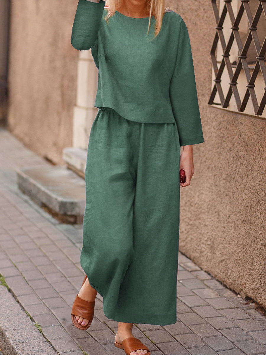 Ensemble deux pièces pour femme : chemise et pantalon amples
