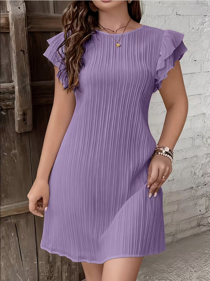 Robe Plissée Femme à Manches Volantées – Élégance &amp; Féminité