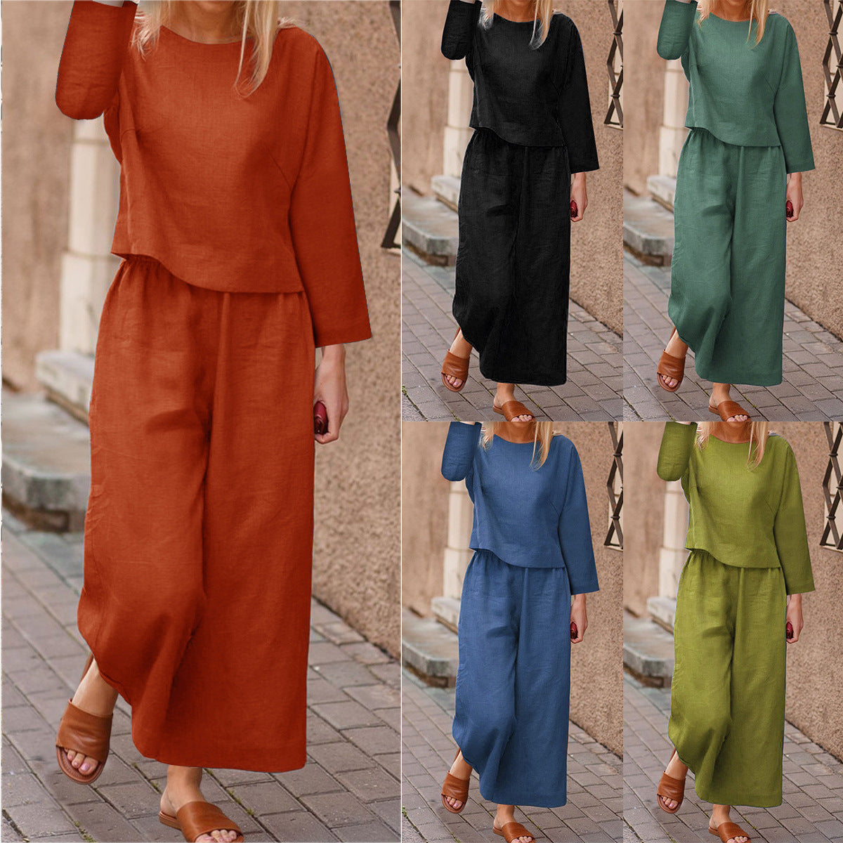 Ensemble deux pièces pour femme : chemise et pantalon amples