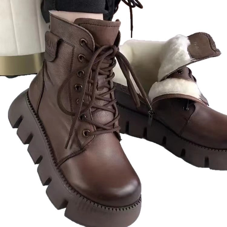 Bottes femmes en cuir doublées polaire