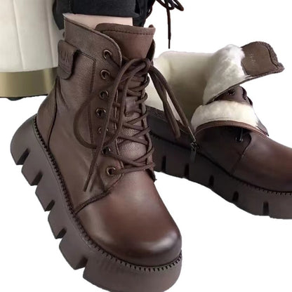 Bottes femmes en cuir doublées polaire