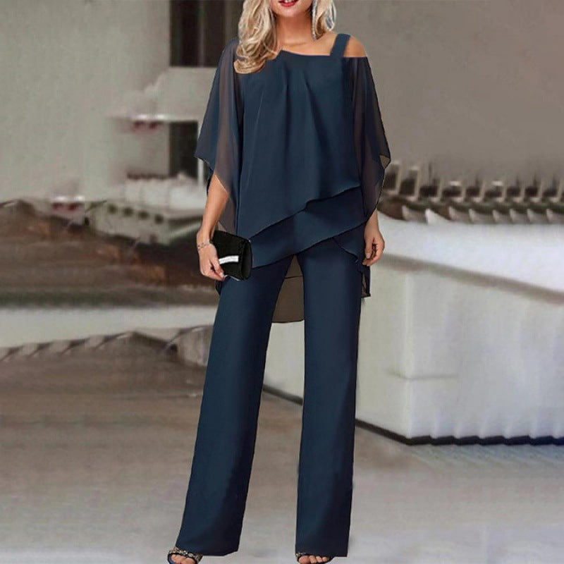 Ensemble Deux Pièces Mousseline Asymétrique