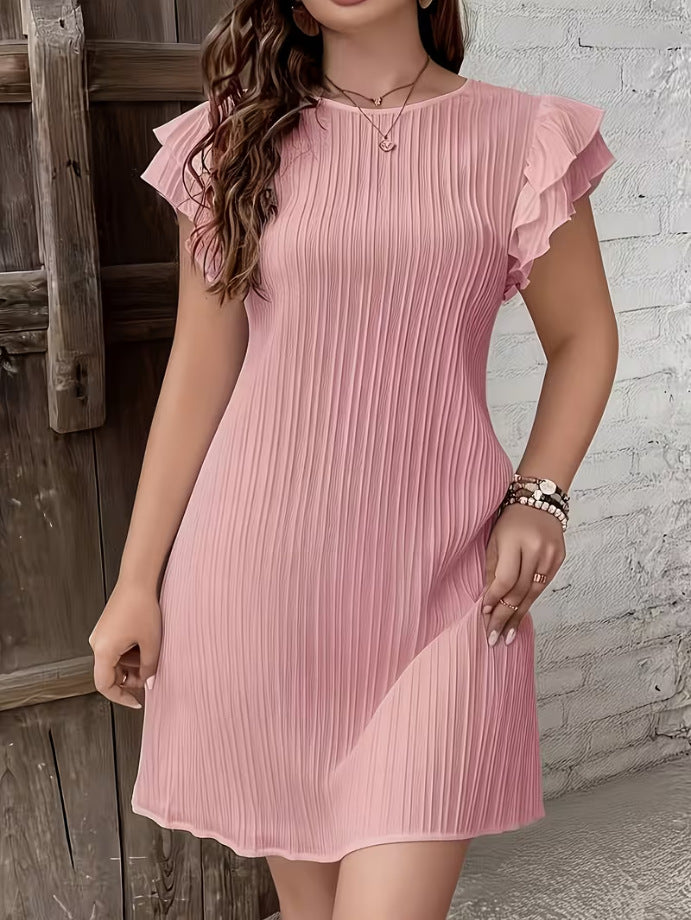 Robe Plissée Femme à Manches Volantées – Élégance &amp; Féminité