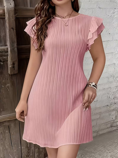 Robe Plissée Femme à Manches Volantées – Élégance &amp; Féminité