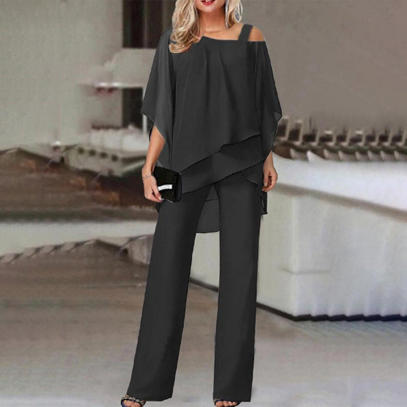Ensemble Deux Pièces Mousseline Asymétrique