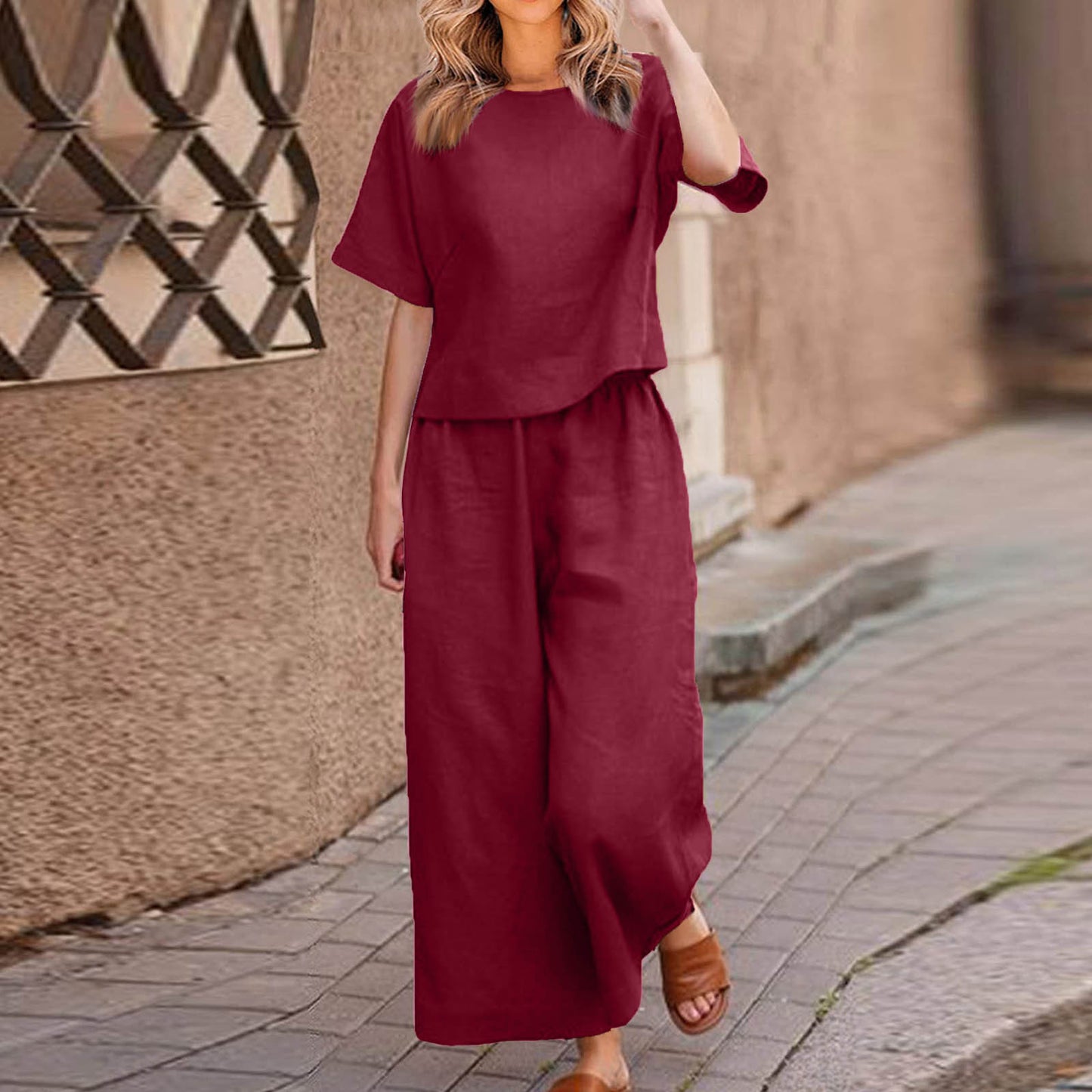 Ensemble deux pièces pour femme : chemise et pantalon amples