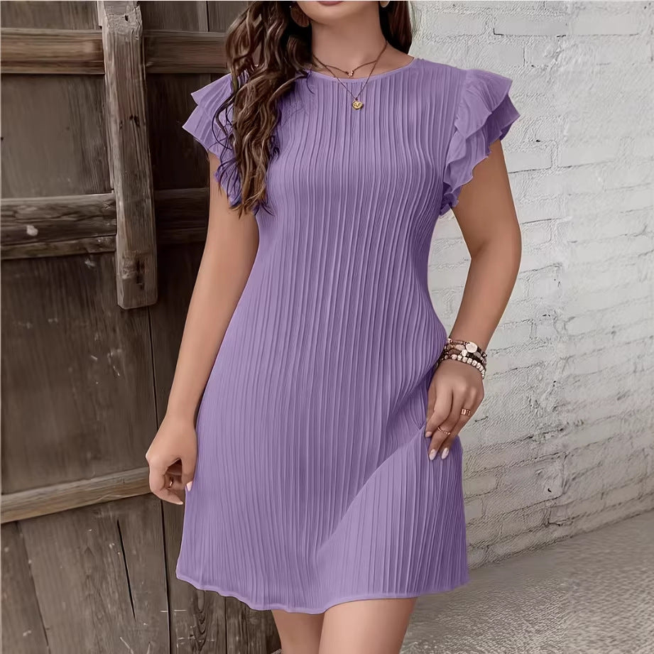 Robe Plissée Femme à Manches Volantées – Élégance &amp; Féminité