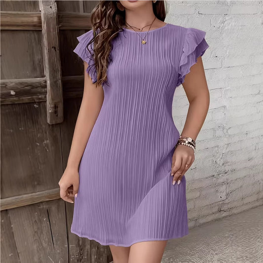 Robe Plissée Femme à Manches Volantées – Élégance &amp; Féminité