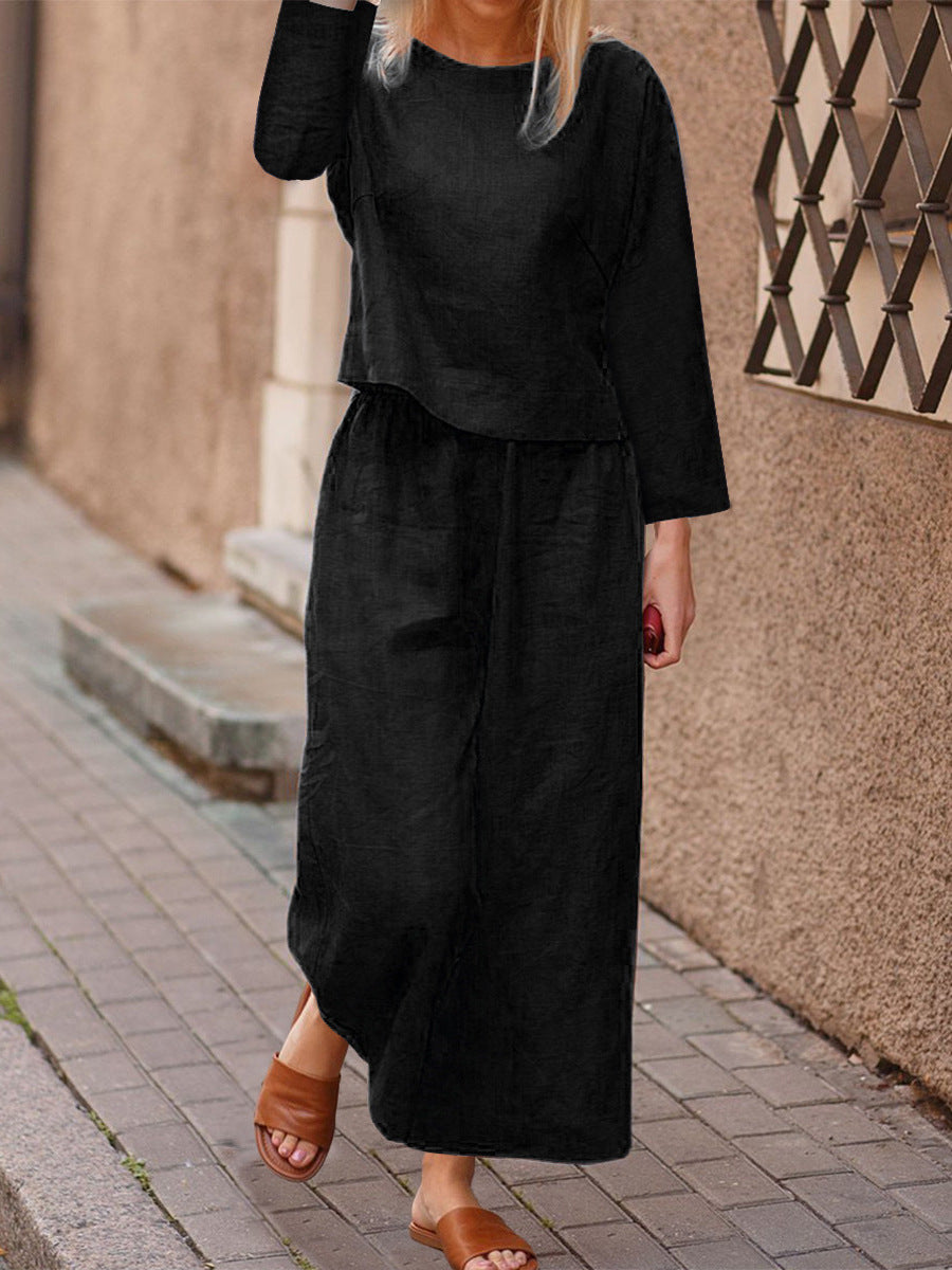 Ensemble deux pièces pour femme : chemise et pantalon amples