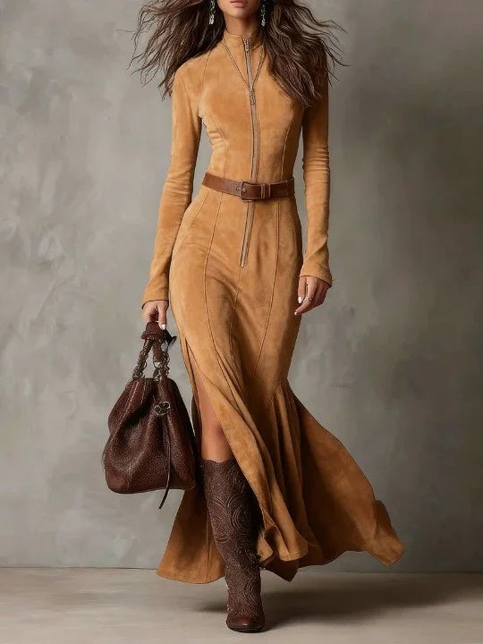 Robe Plissée Volantée – Style & Élégance