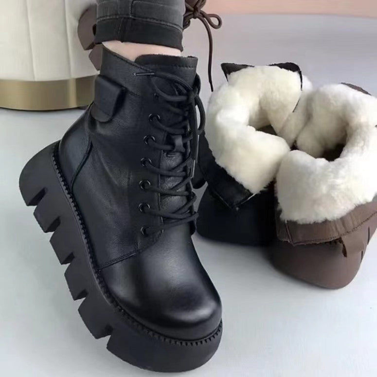 Bottes femmes en cuir doublées polaire