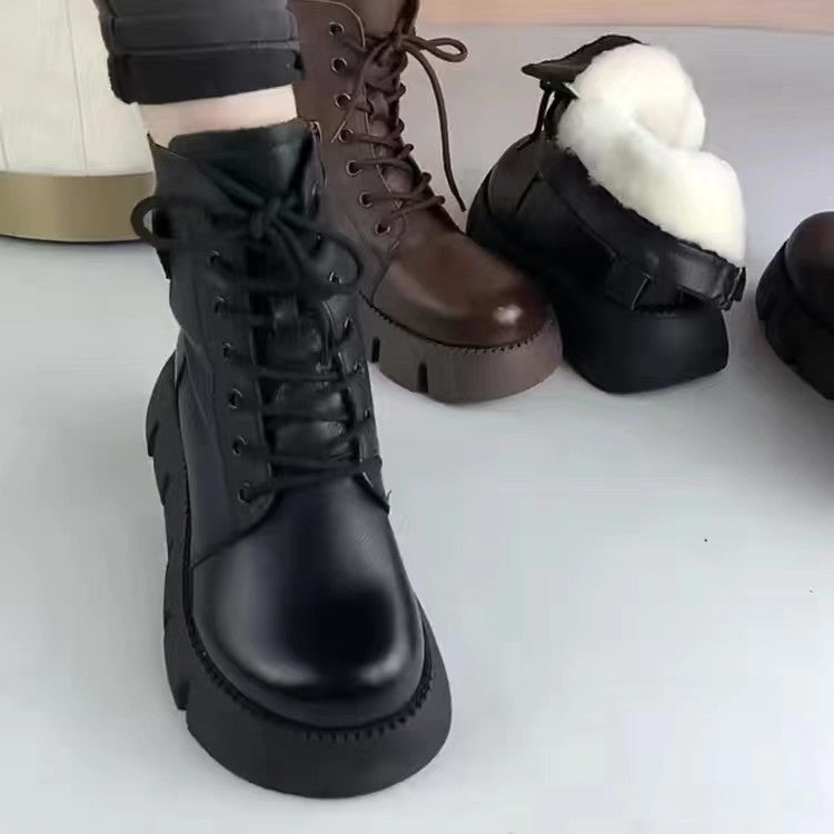 Bottes femmes en cuir doublées polaire