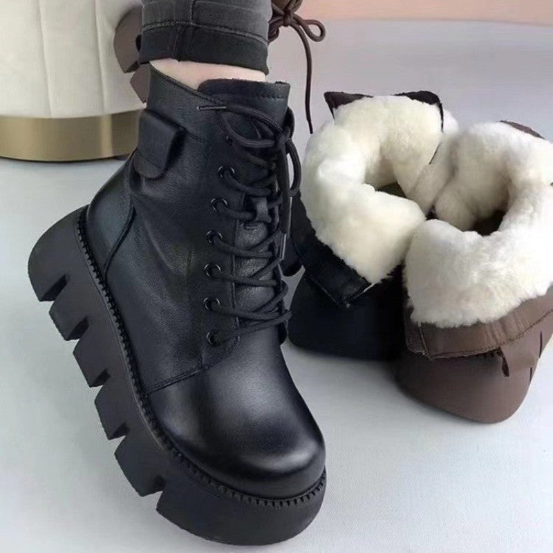 Bottes femmes en cuir doublées polaire