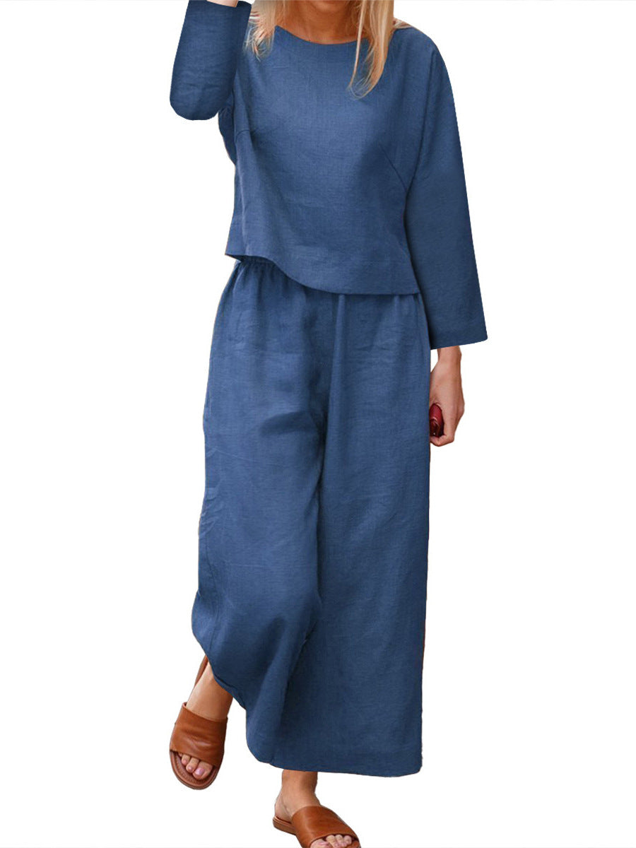 Ensemble deux pièces pour femme : chemise et pantalon amples