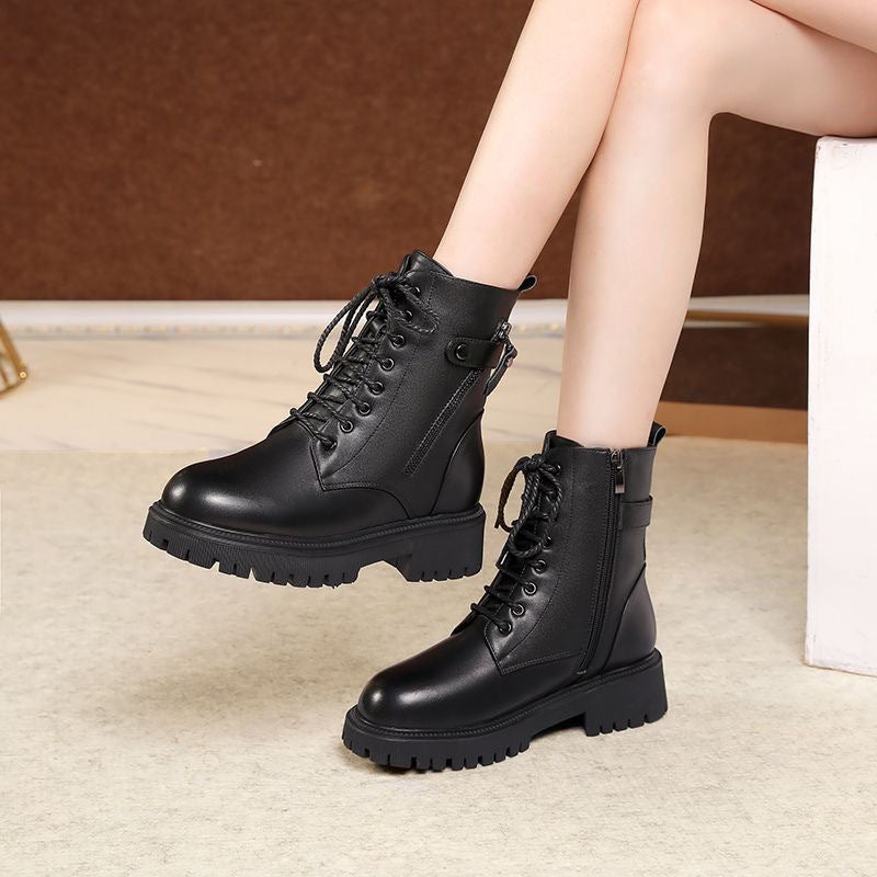 bottes pour femmes, style britannique, épaisses, doublées en polaire