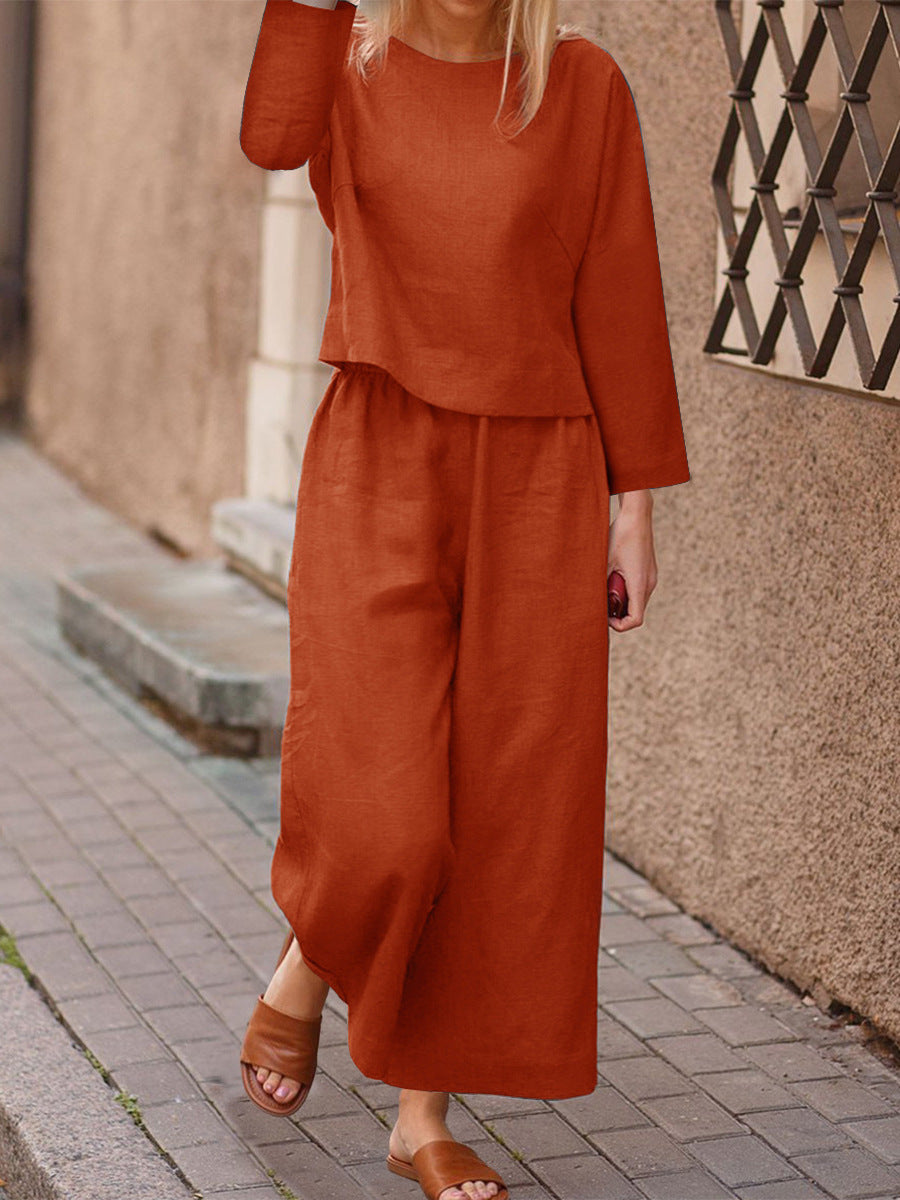 Ensemble deux pièces pour femme : chemise et pantalon amples