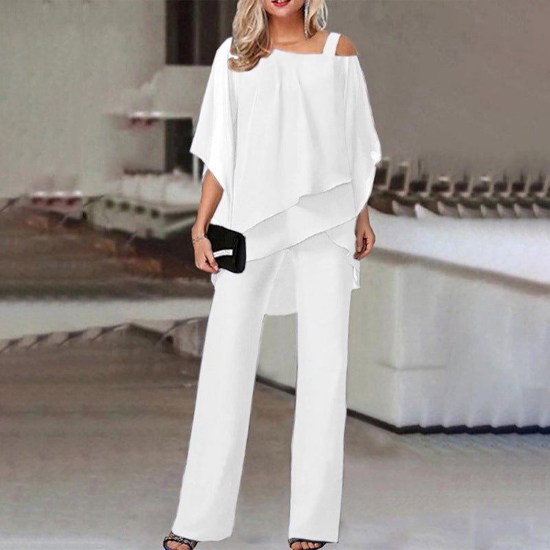 Ensemble Deux Pièces Mousseline Asymétrique