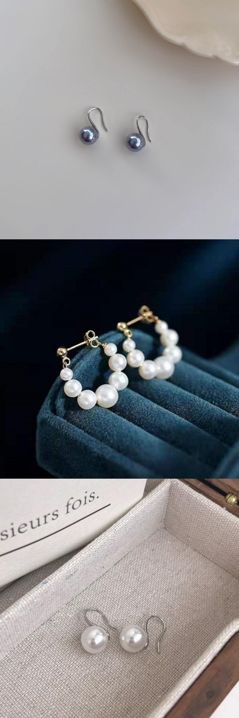Boucles d'Oreilles Clip – Perles & Argent Sterling