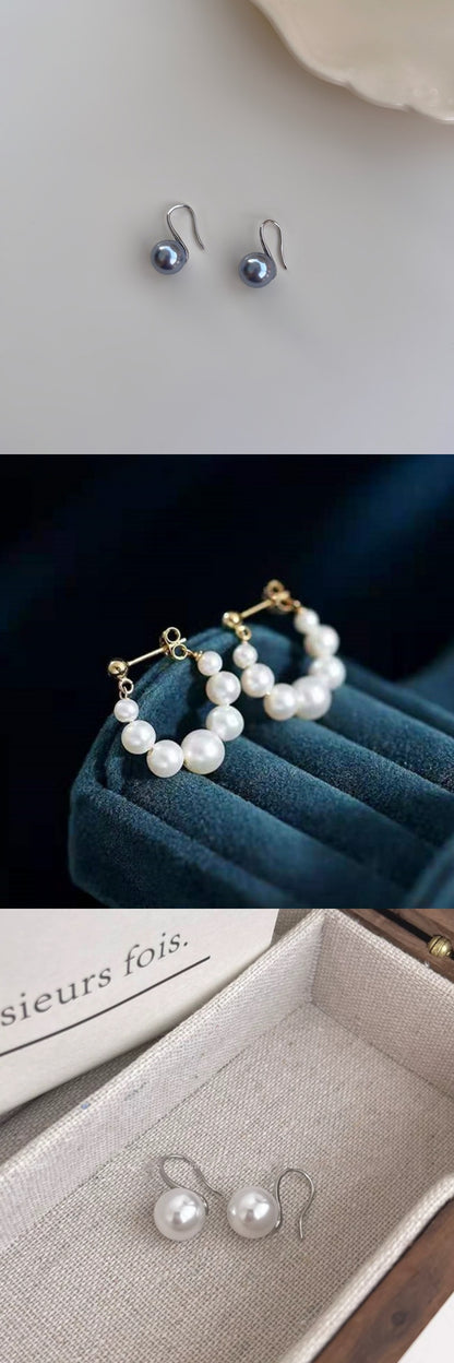 Boucles d'Oreilles Clip – Perles & Argent Sterling