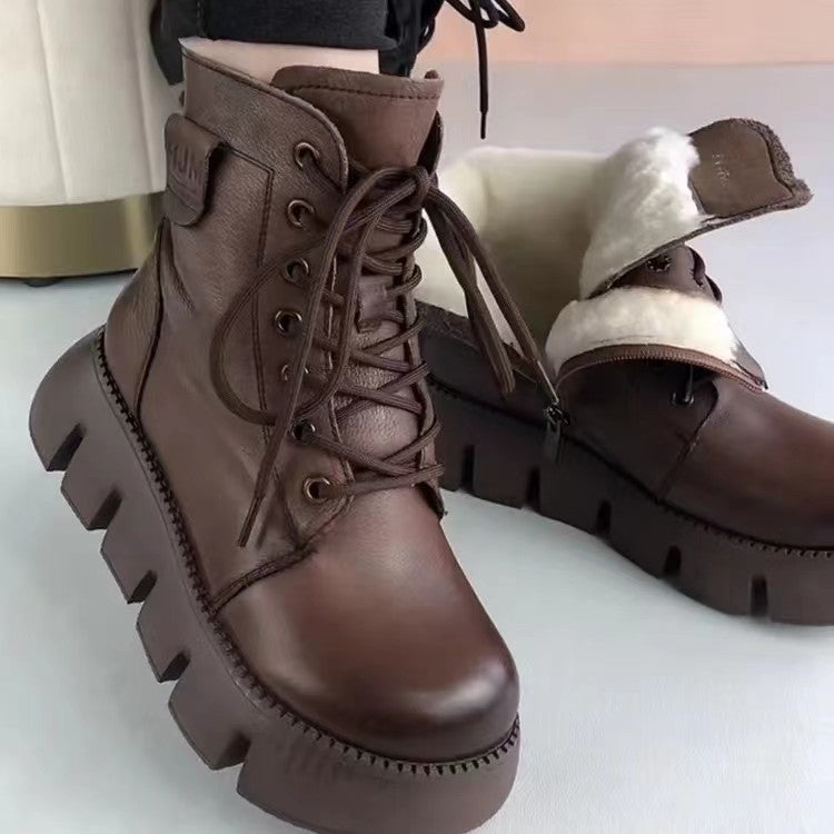 Bottes femmes en cuir doublées polaire