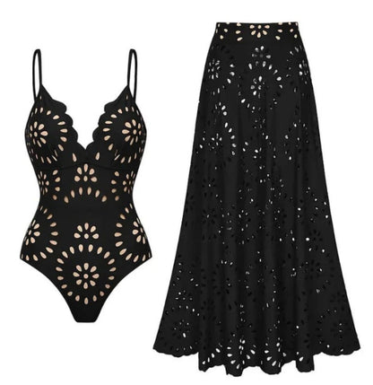Ensemble Robe-Maillot Alice 2 Pièces (Noir)