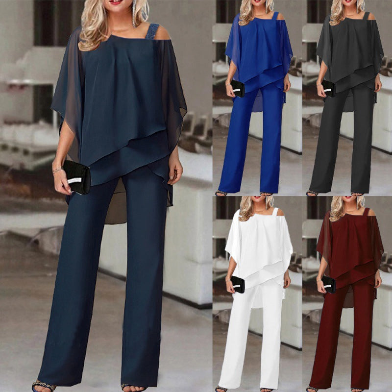 Ensemble Deux Pièces Mousseline Asymétrique