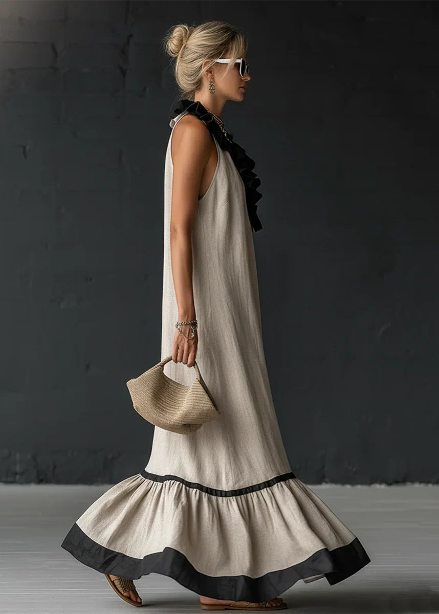 Séréna | Robe Longue Fluide à Volants Chic